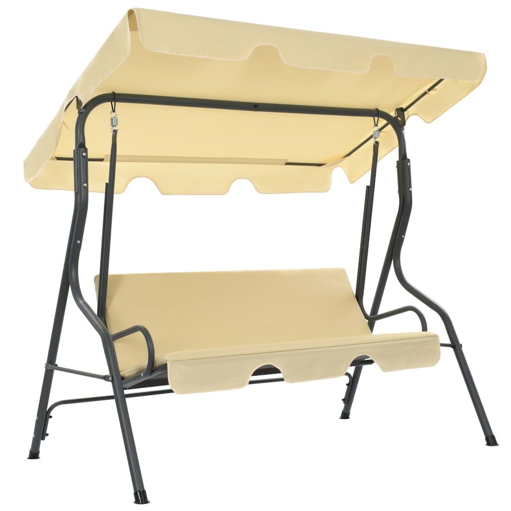 Garden Swing Seat Cream White Powder-coated steel, Polyester Large. Picture 1