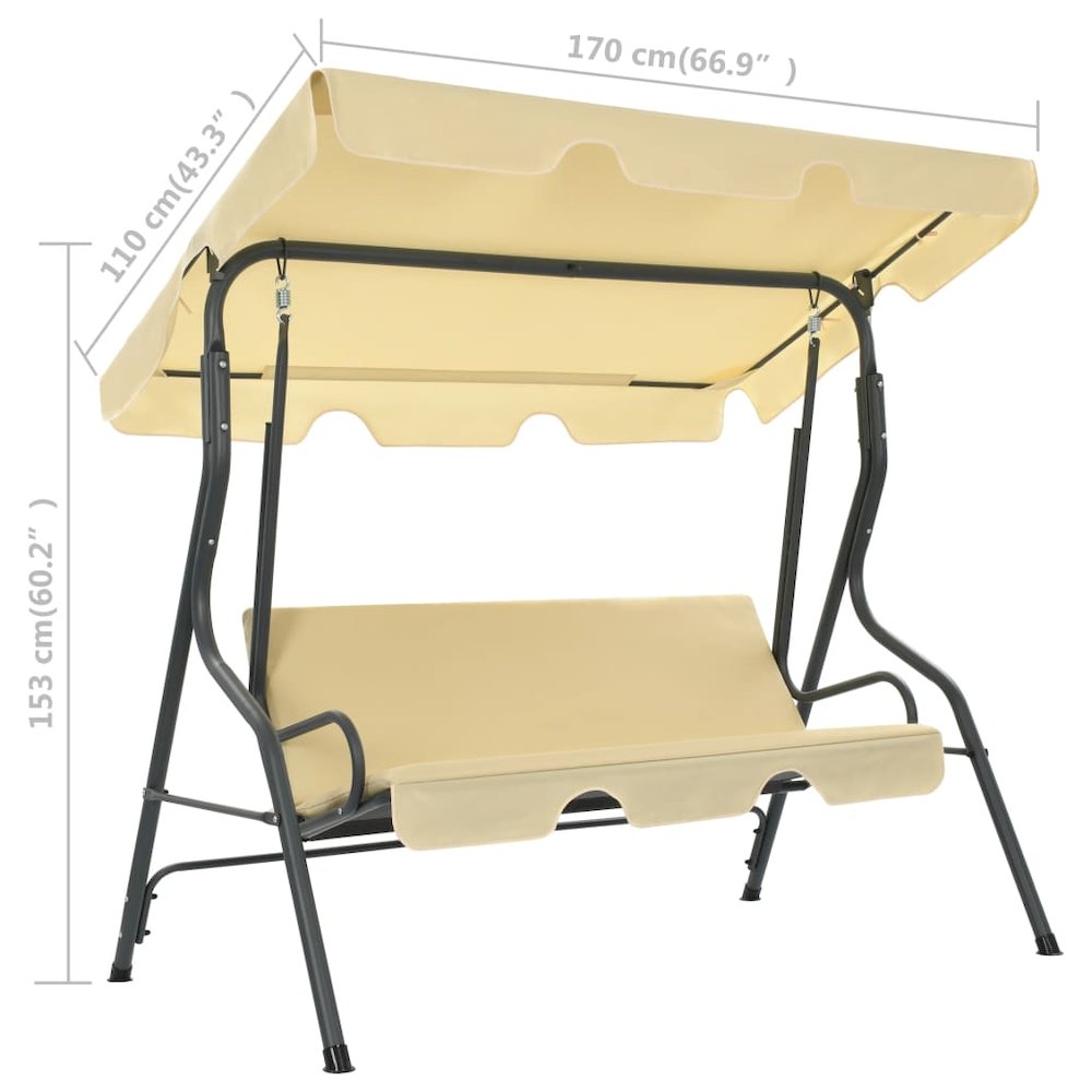 Garden Swing Seat Cream White Powder-coated steel, Polyester Large. Picture 6