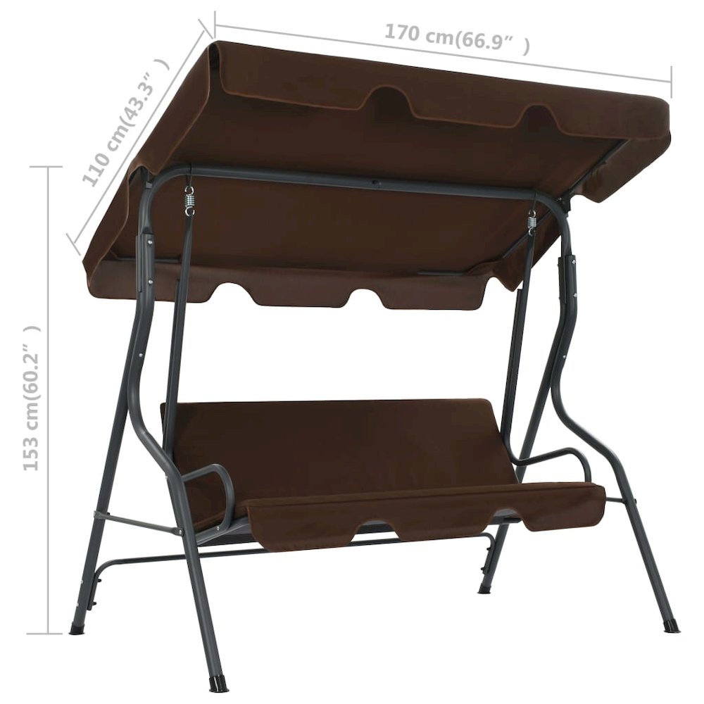 Garden Swing Seat Coffee Powder-coated steel frame. Picture 7