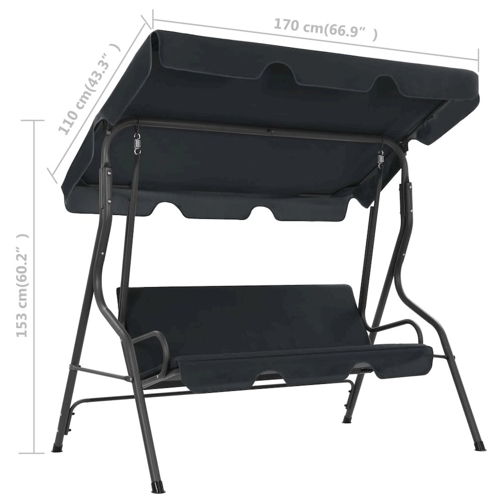 Garden Swing Chair Anthracite Powder-coated steel 66.9x43.3x60.2 in. Picture 6
