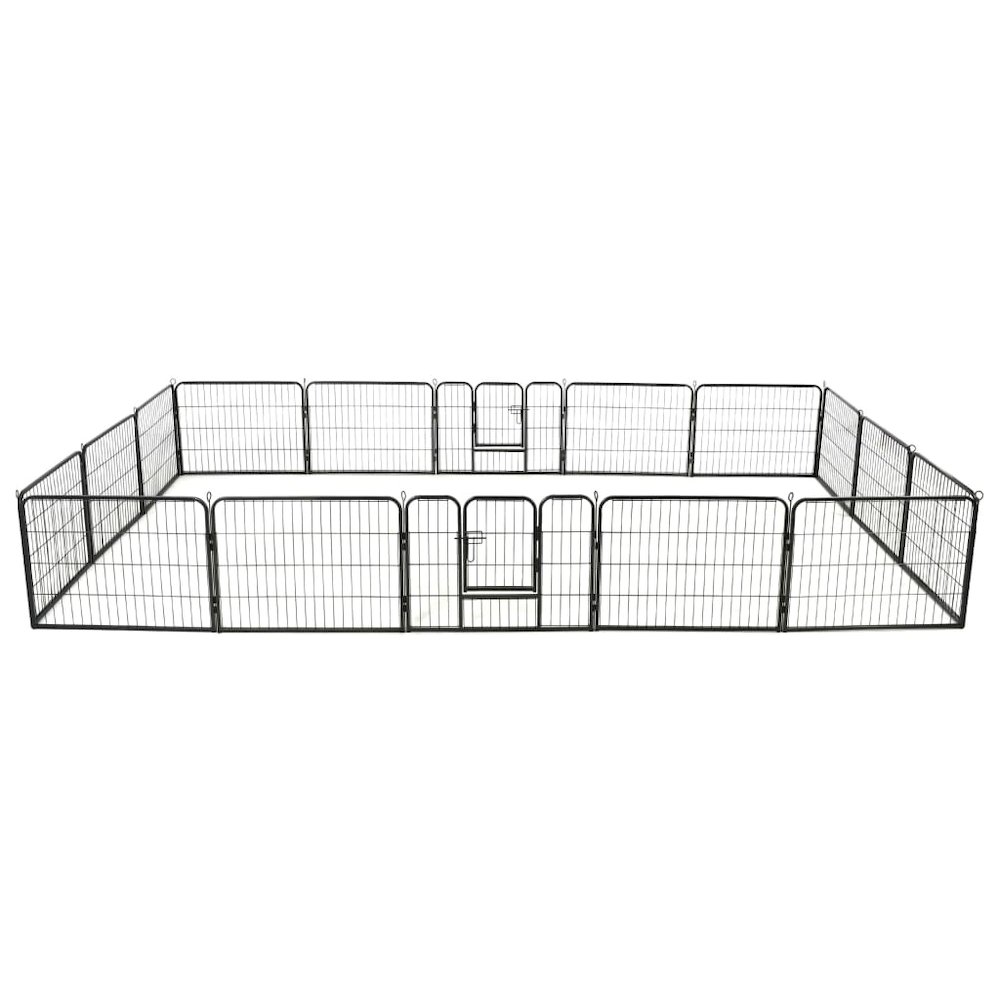 Dog Playpen Black Powder-coated steel. Picture 1