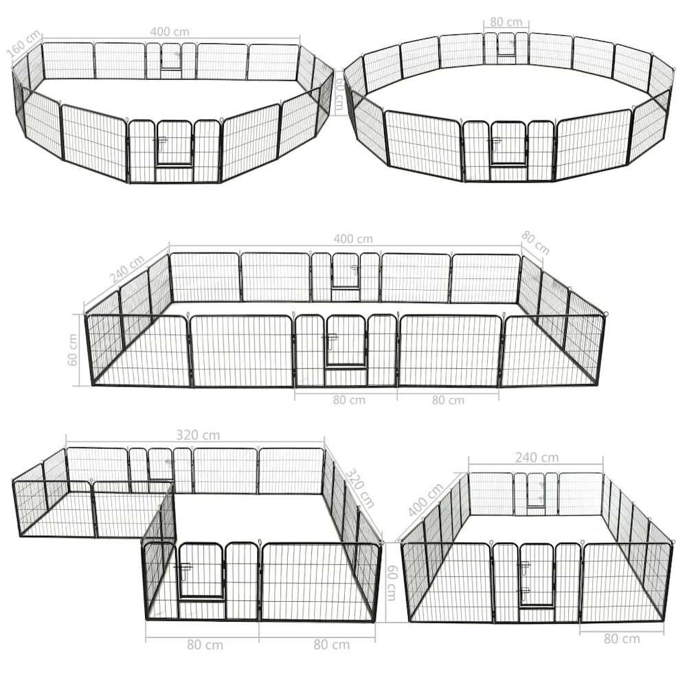 Dog Playpen Black Powder-coated steel. Picture 8