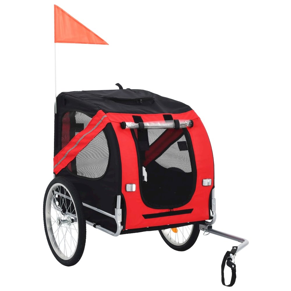 Pet Bike Trailer Red and Black Oxford fabric and steel Medium. Picture 1