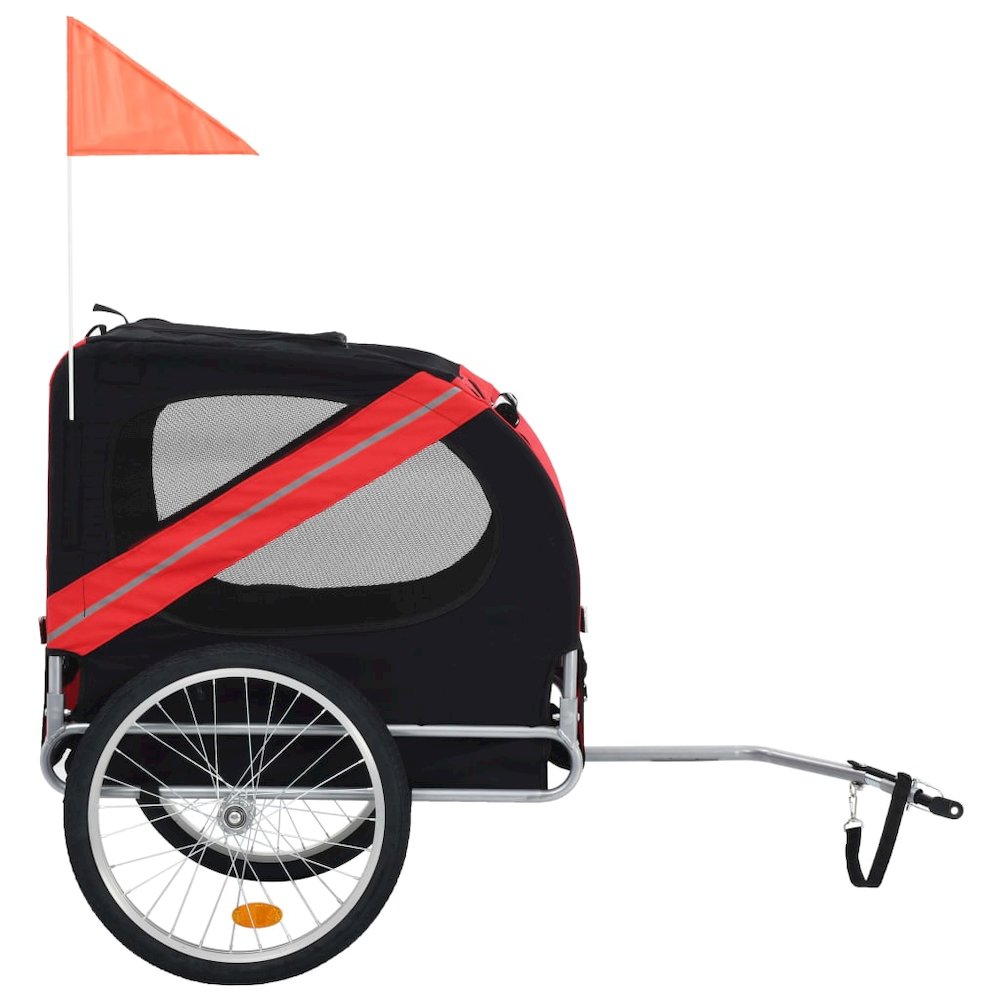 Pet Bike Trailer Red and Black Oxford fabric and steel Medium. Picture 2