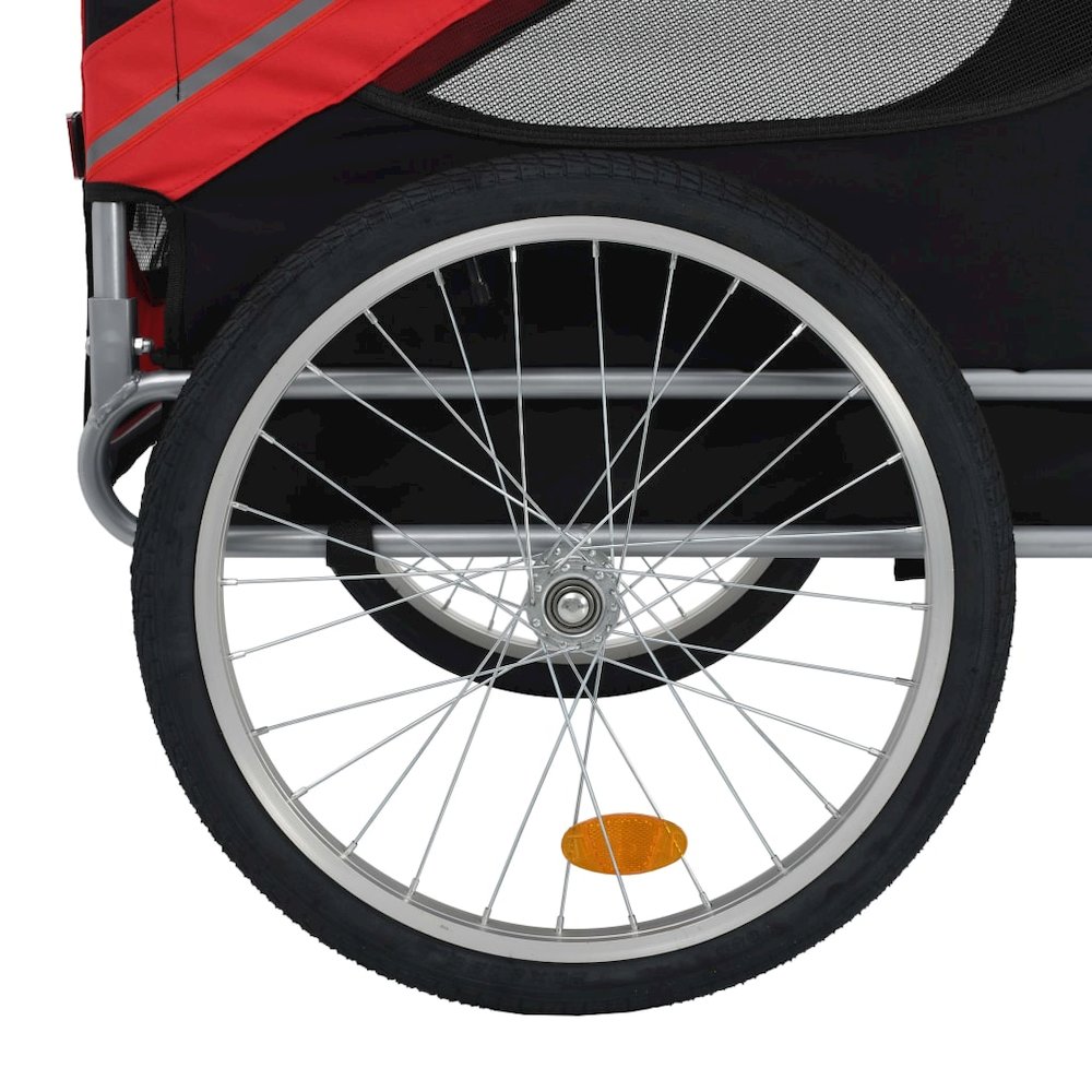 Pet Bike Trailer Red and Black Oxford fabric and steel Medium. Picture 4