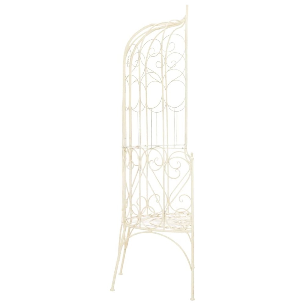 Garden Bench Antique White Wrought Iron Medium Decorative Inlays. Picture 3