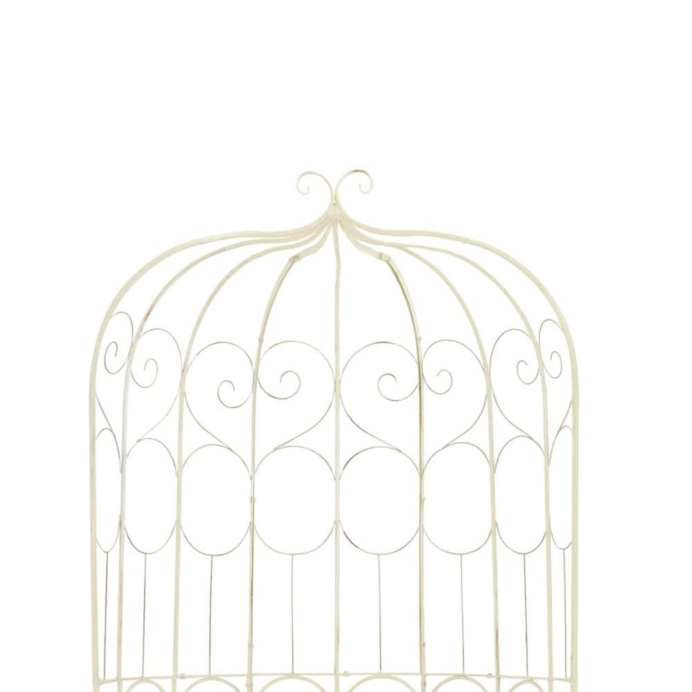 Garden Bench Antique White Wrought Iron Medium Decorative Inlays. Picture 4