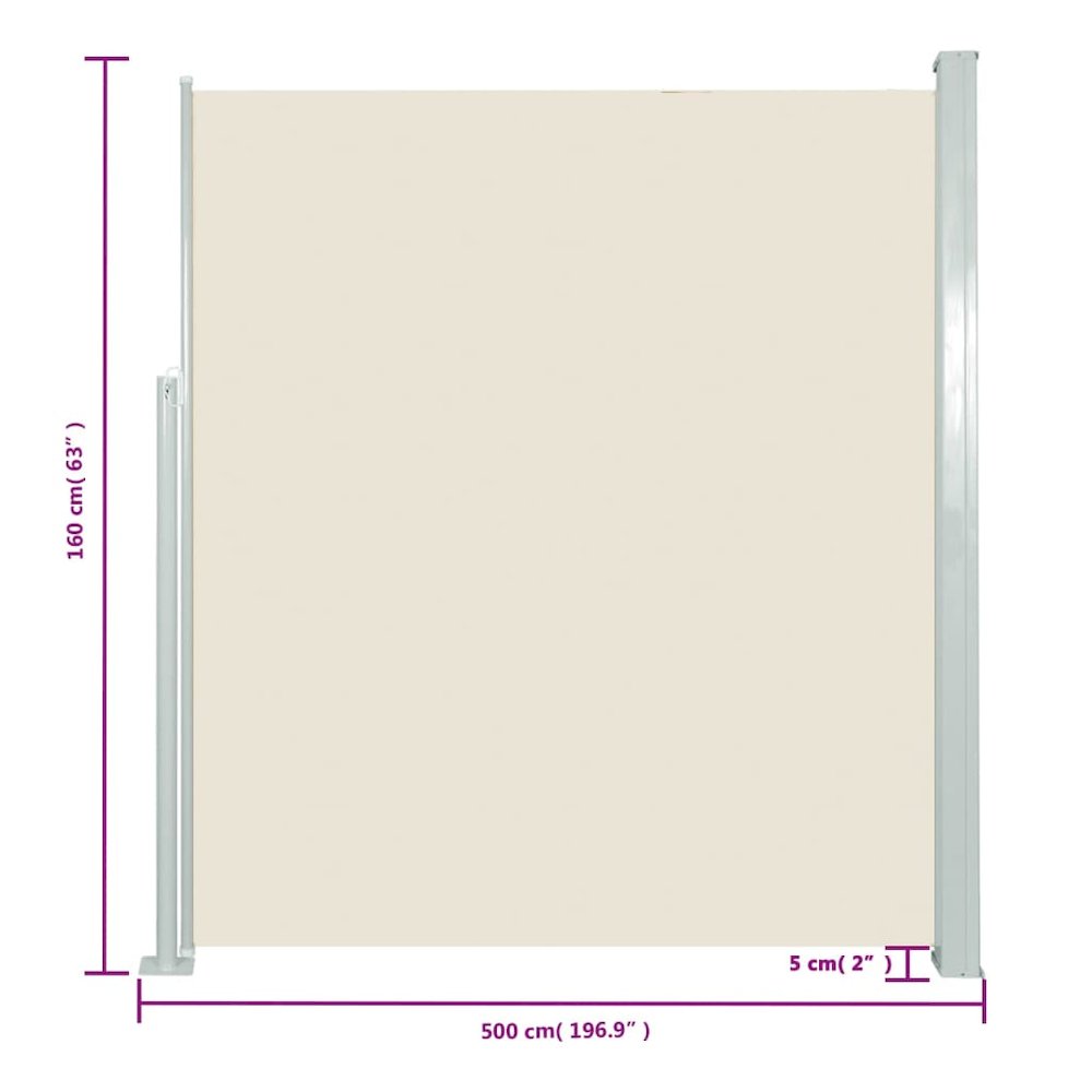 Side Awning Cream 100% polyester fabric with PU coating, Steel frame. Picture 5