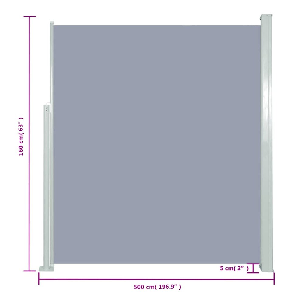 Side Awning Grey Steel frame, 100% polyester fabric with PU coating. Picture 7