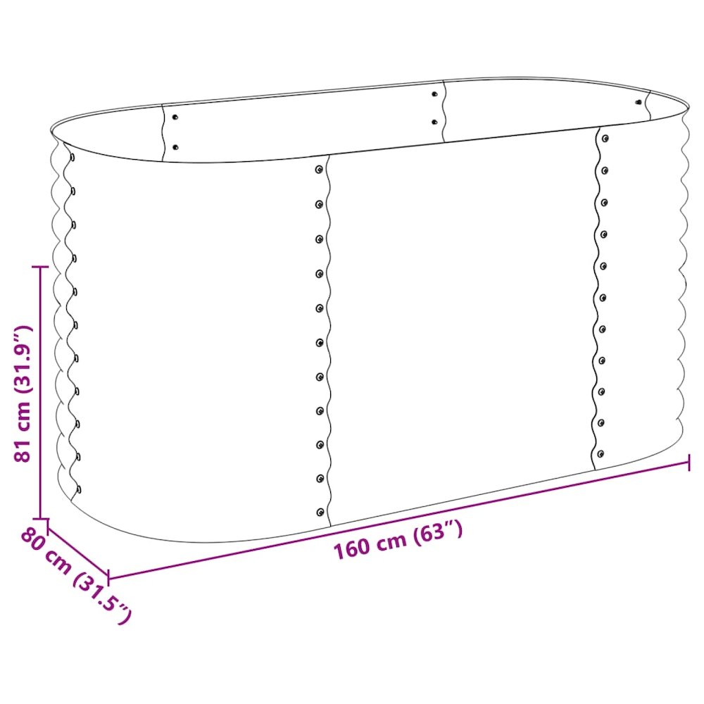 Garden Raised Bed Silver Galvanized Steel 63.0x31.5x31.9 in. Picture 8