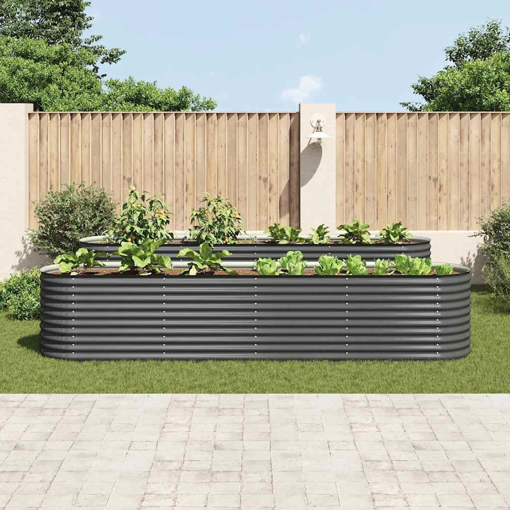 Garden Raised Bed Grey Galvanized Steel 157.5 x 31.5 x 31.9 in. Picture 3