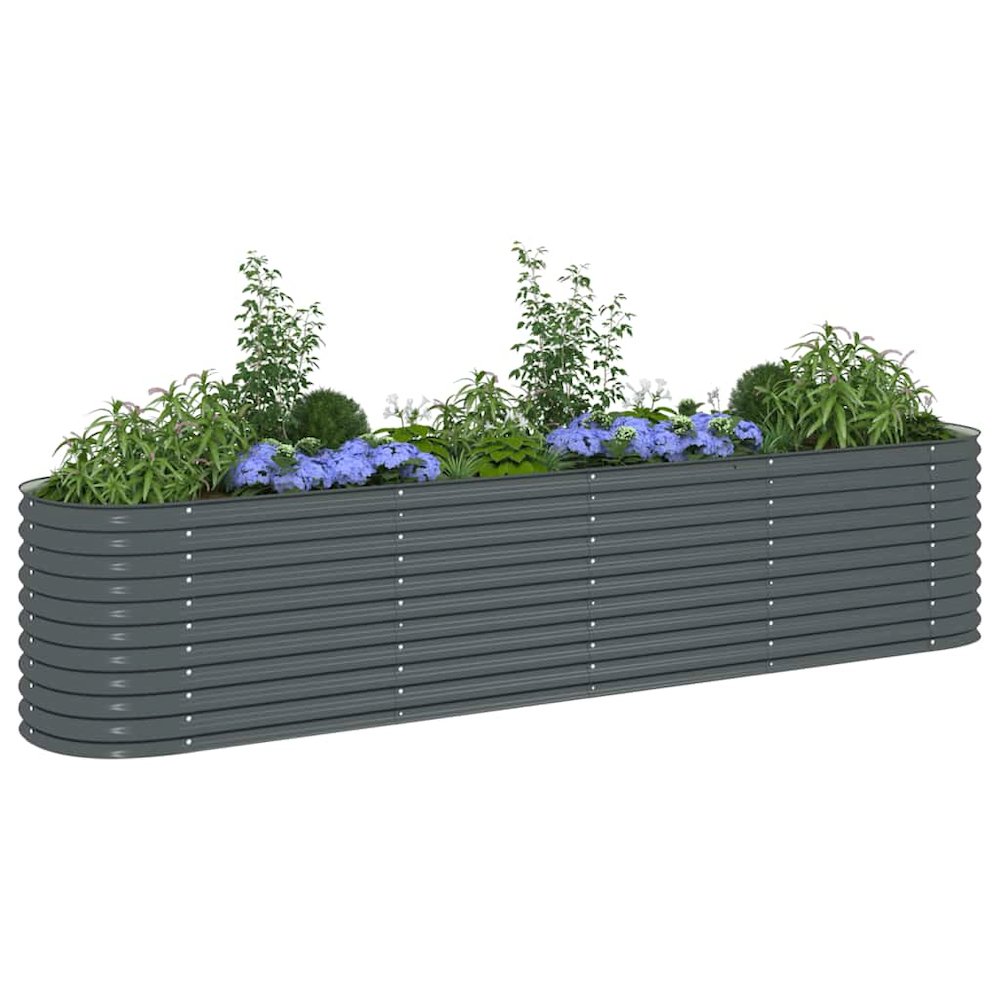 Garden Raised Bed Grey Galvanized Steel 157.5 x 31.5 x 31.9 in. Picture 5