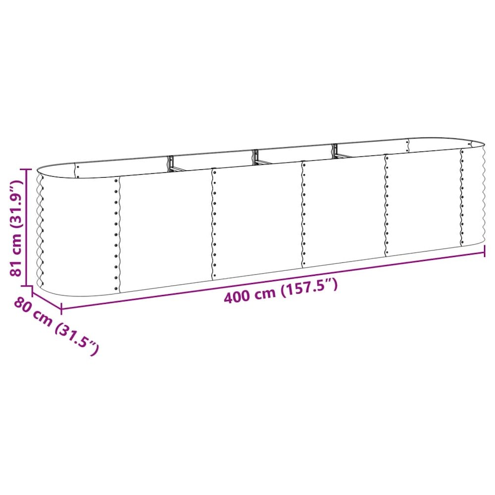 Garden Raised Bed Grey Galvanized Steel 157.5 x 31.5 x 31.9 in. Picture 10