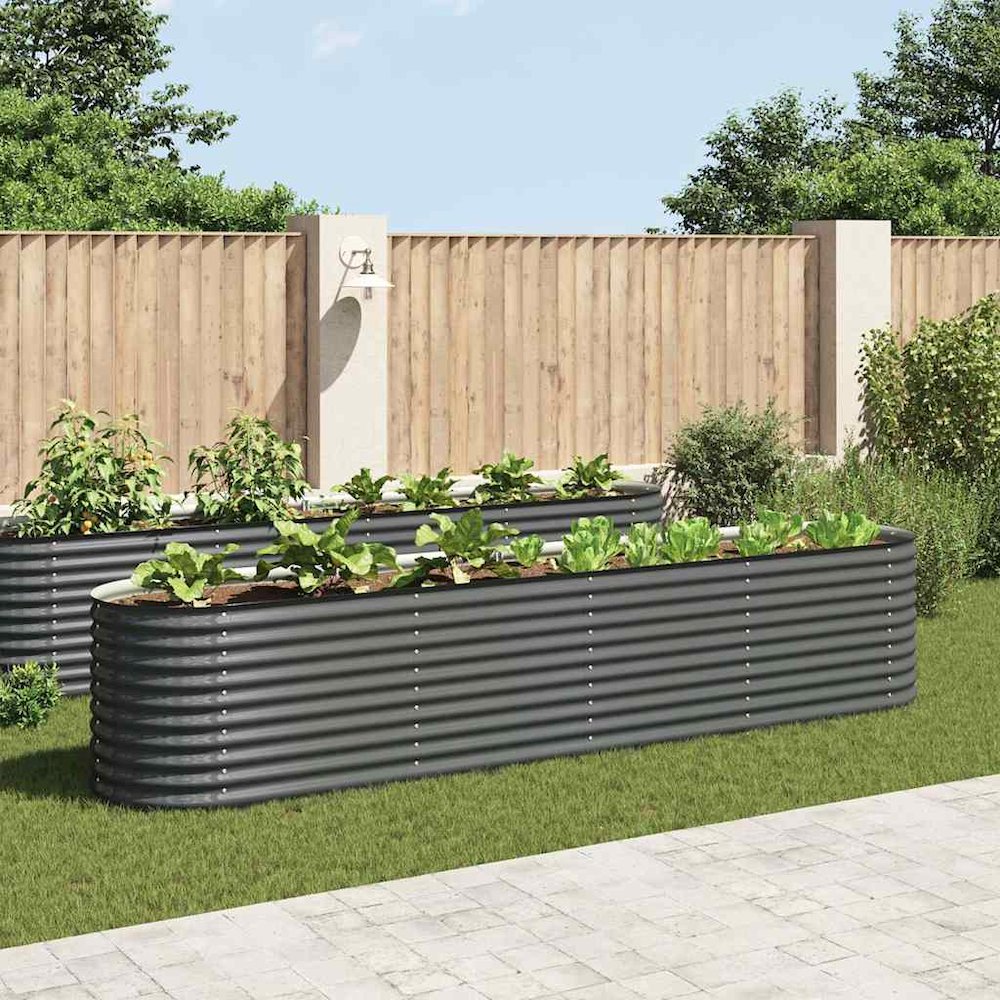 Garden Raised Bed Grey Galvanized Steel 157.5 x 31.5 x 31.9 in. Picture 2