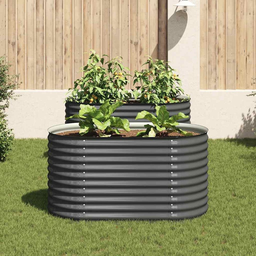 Garden Raised Bed Grey Galvanized Steel 63 x 31.5 x 31.9 in. Picture 3