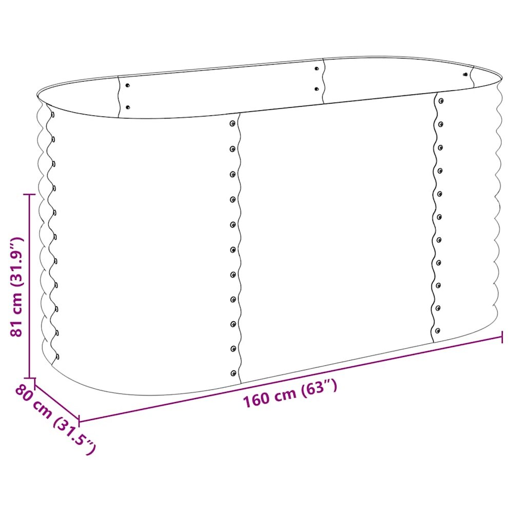Garden Raised Bed Grey Galvanized Steel 63 x 31.5 x 31.9 in. Picture 10