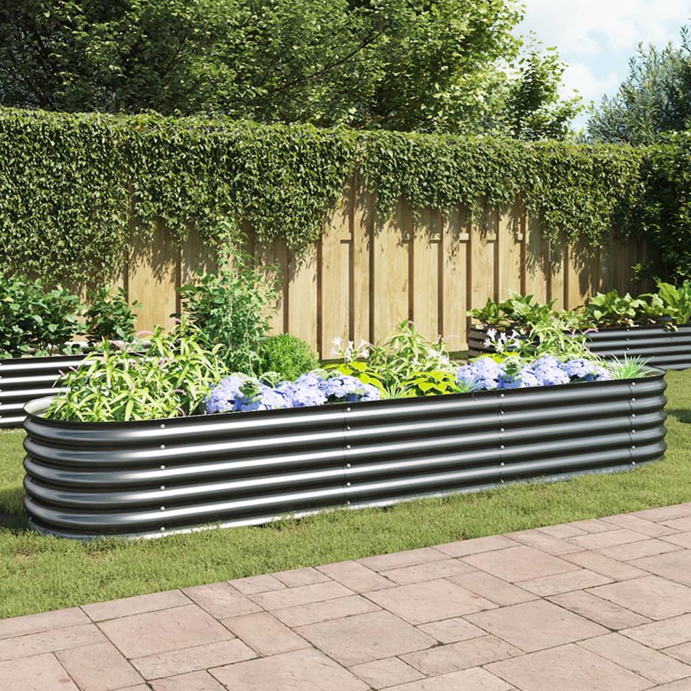 Garden Raised Bed Grey Galvanized steel Large Tough. Picture 1