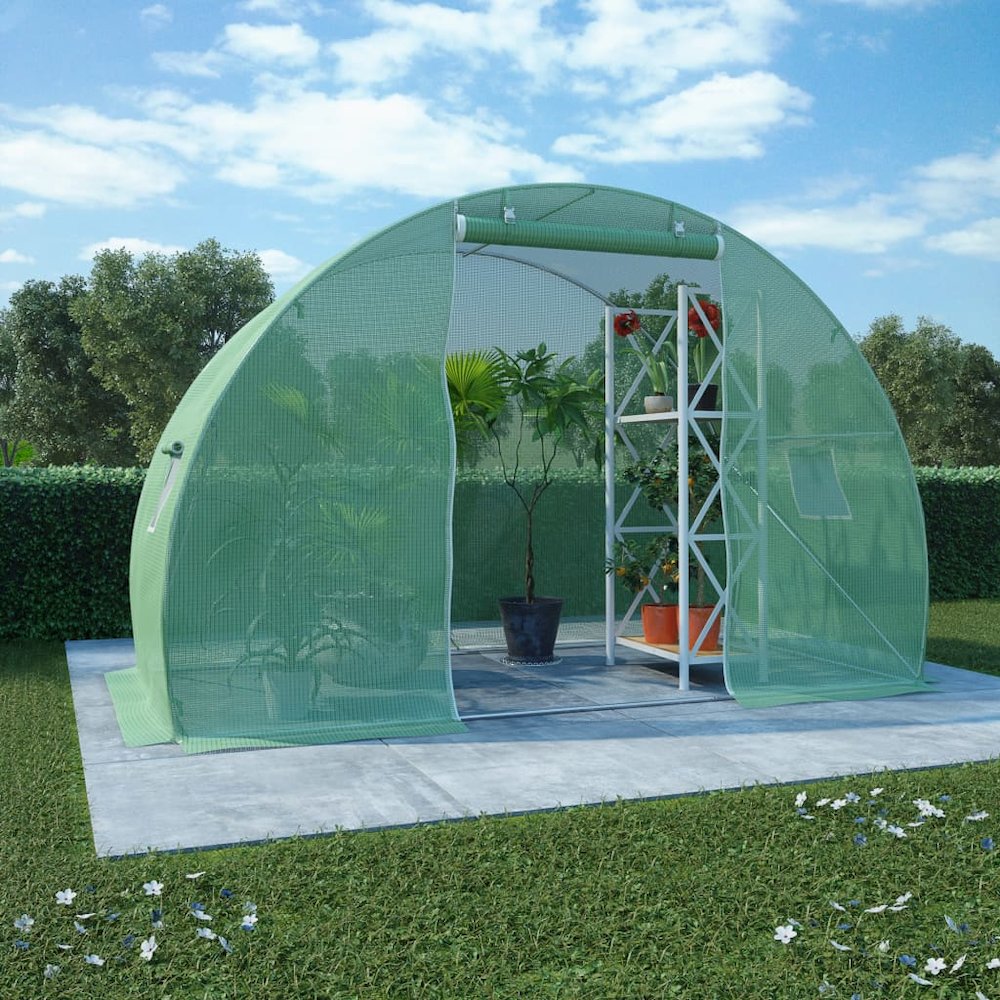 Greenhouse Green PE mesh fabric, Galvanized Steel 48.4 square feet. Picture 1