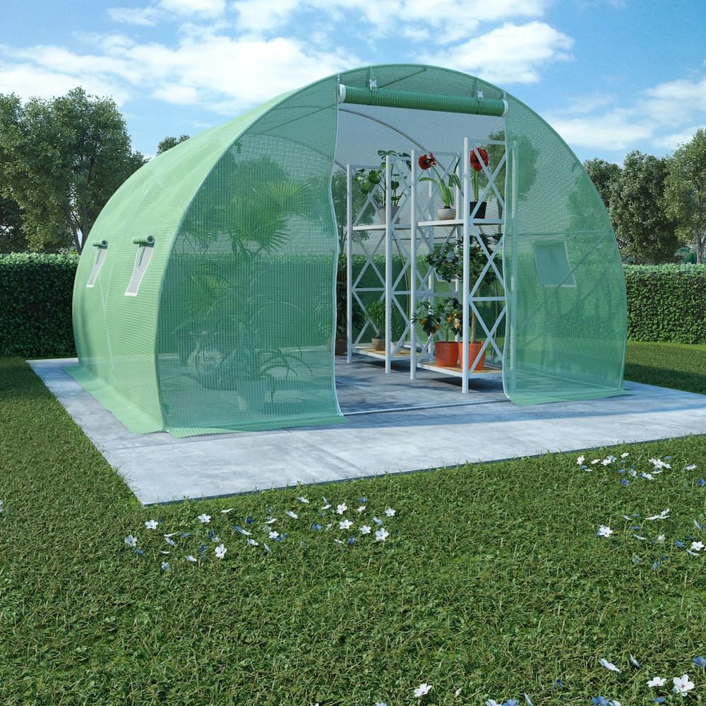 Greenhouse Green PE mesh fabric, galvanized steel Large. Picture 1