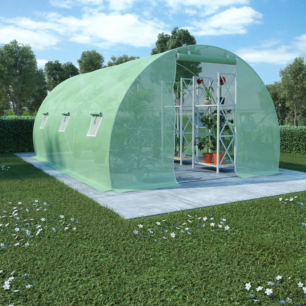 Greenhouse Green Polyethylene mesh fabric and galvanized steel. Picture 1