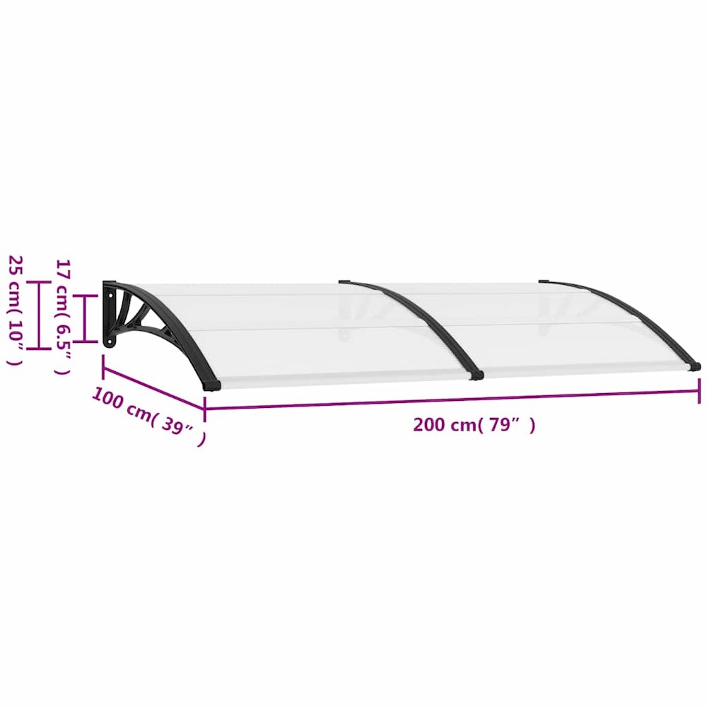 Door Canopy Black brackets, clear sheets Polycarbonate, ABS, Aluminum. Picture 9