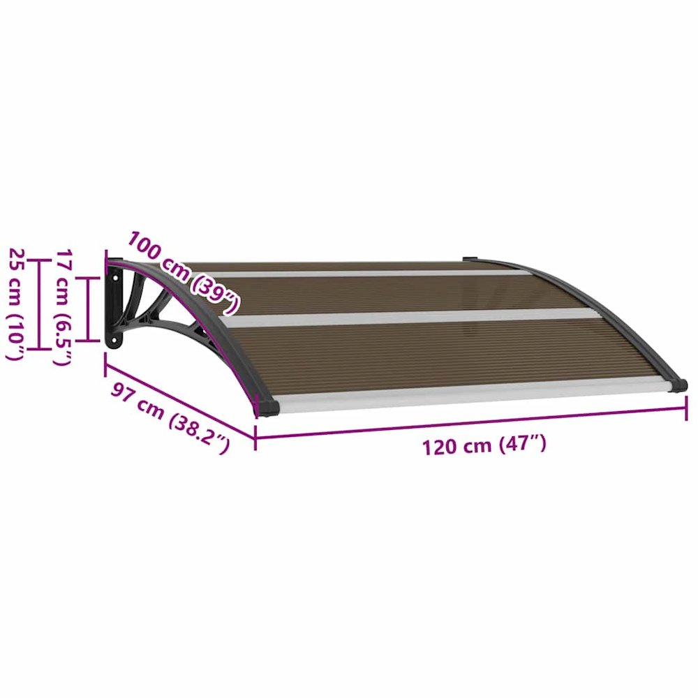 Door Canopy Transparent brown and black Polycarbonate Medium. Picture 9