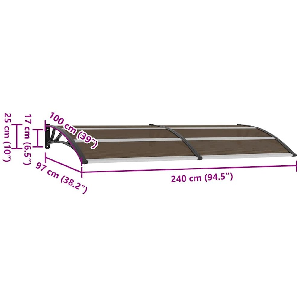 Door Canopy Black Polycarbonate Medium Durable Canopy. Picture 9