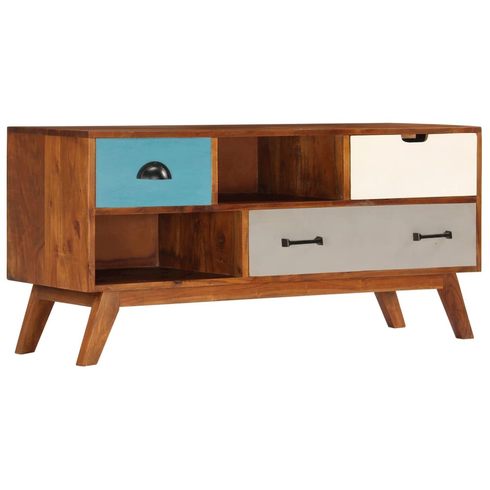 TV Cabinet Dark Honey Solid Acacia Wood Medium TV Cabinet. Picture 1