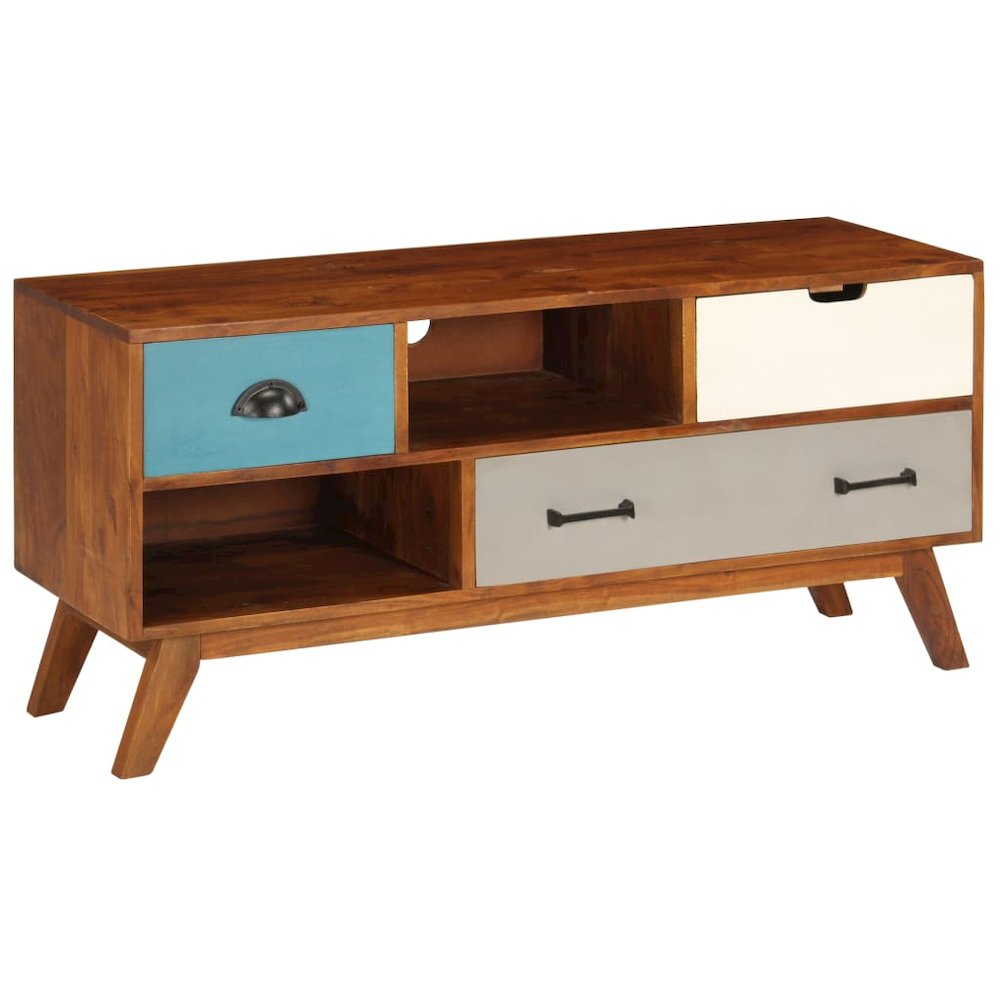 TV Cabinet Dark Honey Solid Acacia Wood Medium TV Cabinet. Picture 2