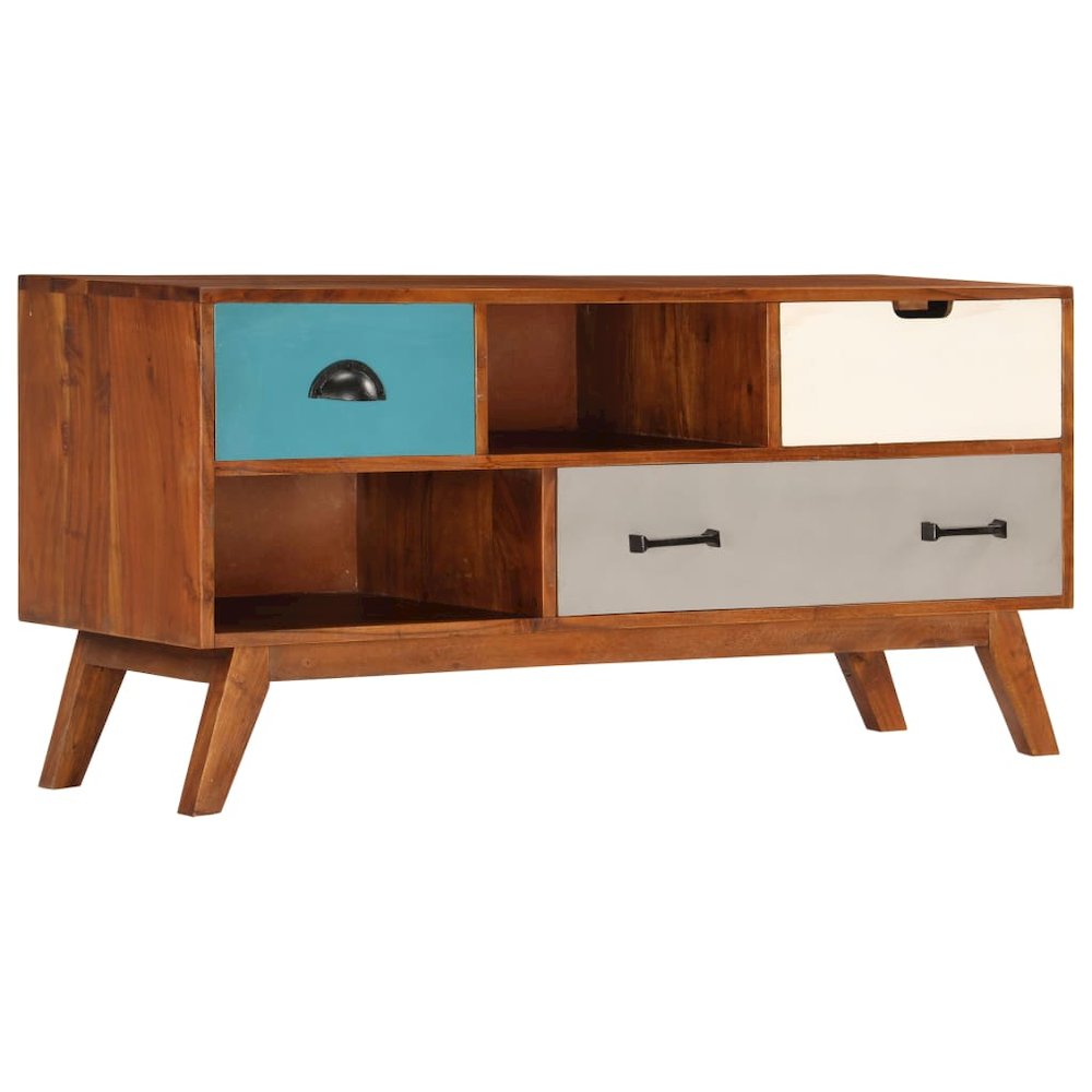 TV Cabinet Dark Honey Solid Acacia Wood Medium TV Cabinet. Picture 12