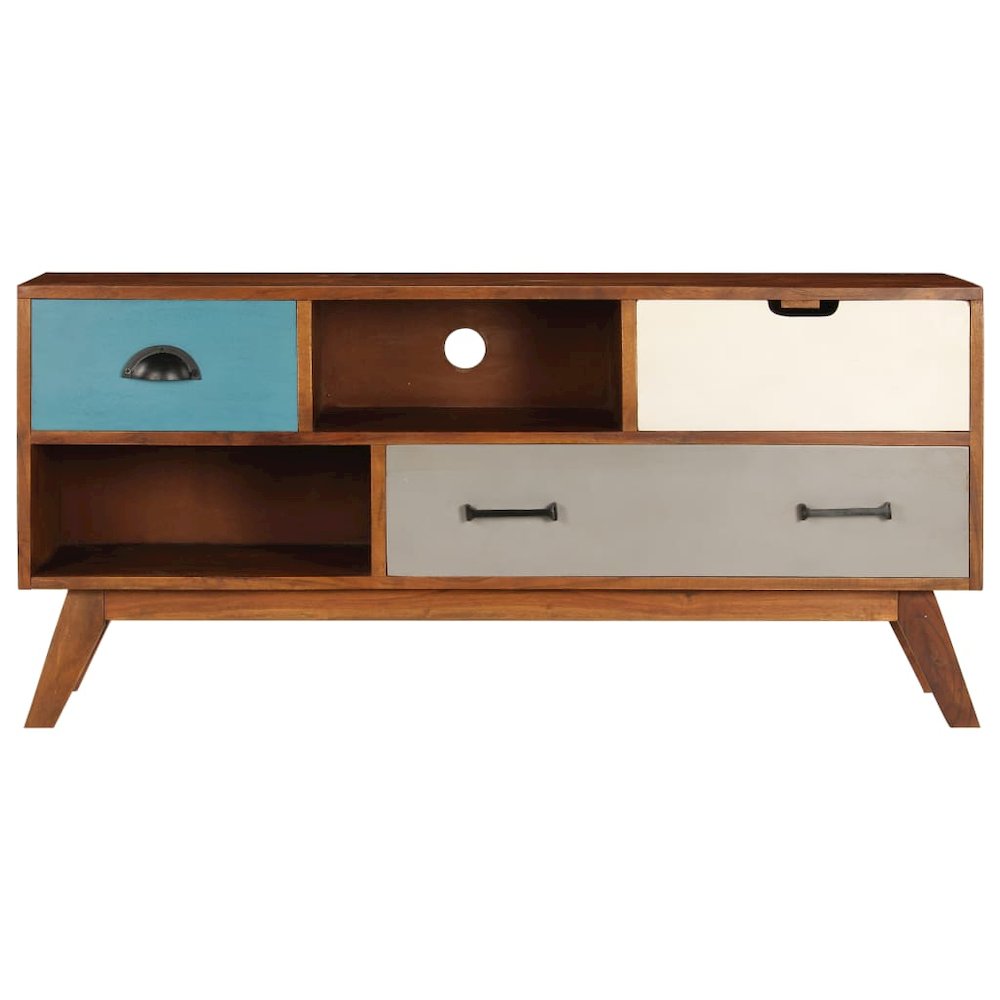 TV Cabinet Dark Honey Solid Acacia Wood Medium TV Cabinet. Picture 3