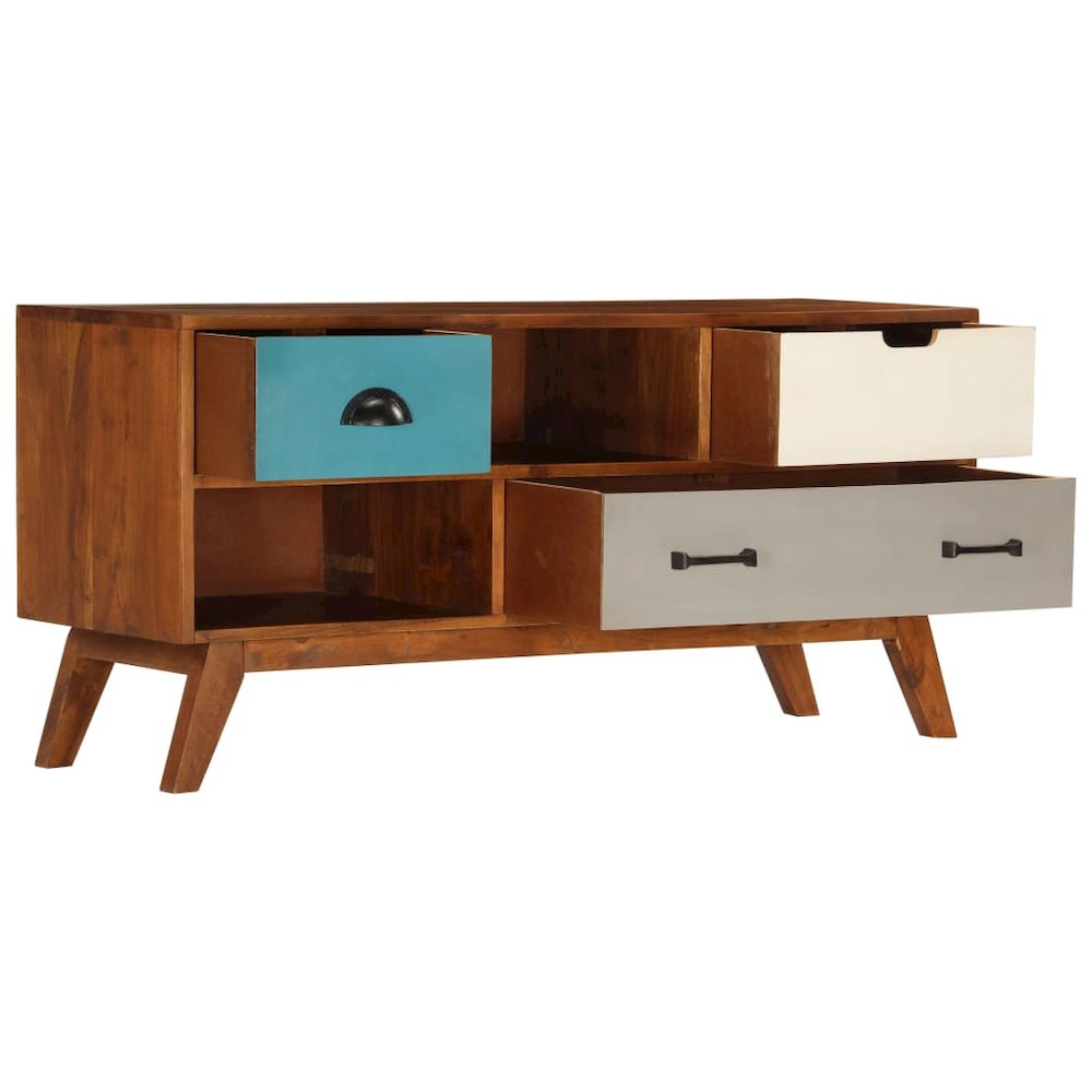 TV Cabinet Dark Honey Solid Acacia Wood Medium TV Cabinet. Picture 5