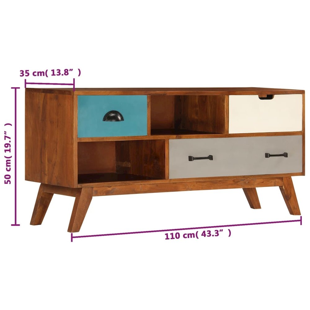 TV Cabinet Dark Honey Solid Acacia Wood Medium TV Cabinet. Picture 10