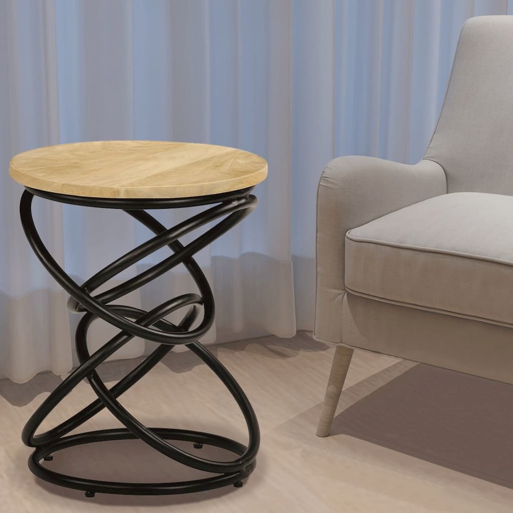 End Table Brown and Black Solid mango wood Medium Durable. Picture 2