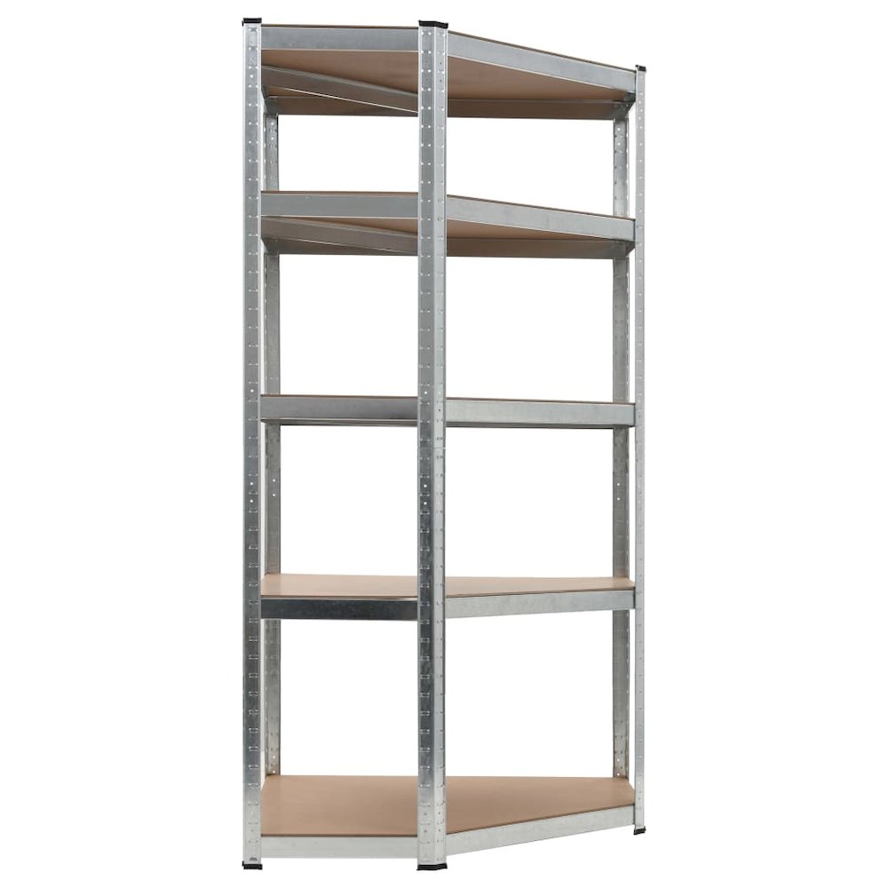 5-Layer Corner Shelf Silver Steel&Engineered Wood. Picture 2