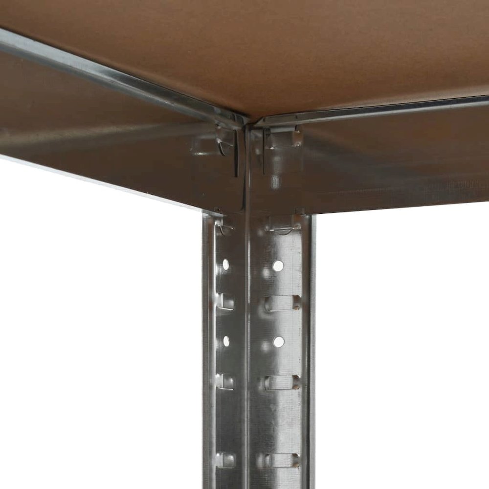 5-Layer Corner Shelf Silver Steel&Engineered Wood. Picture 4