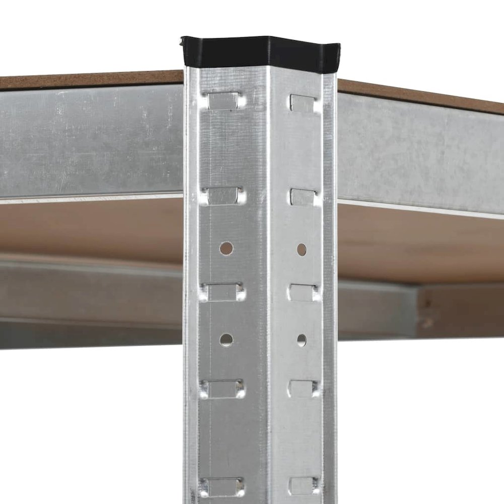 5-Layer Corner Shelf Silver Steel&Engineered Wood. Picture 5