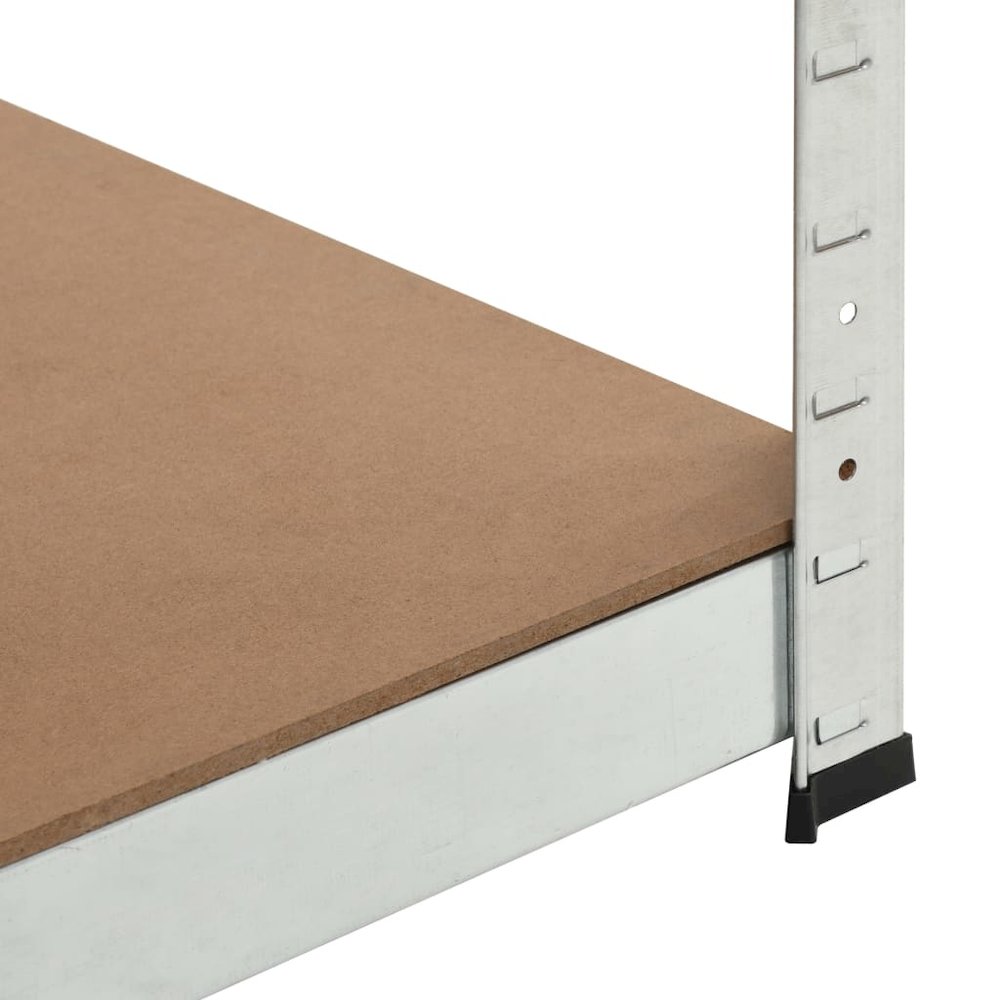 5-Layer Corner Shelf Silver Steel&Engineered Wood. Picture 6
