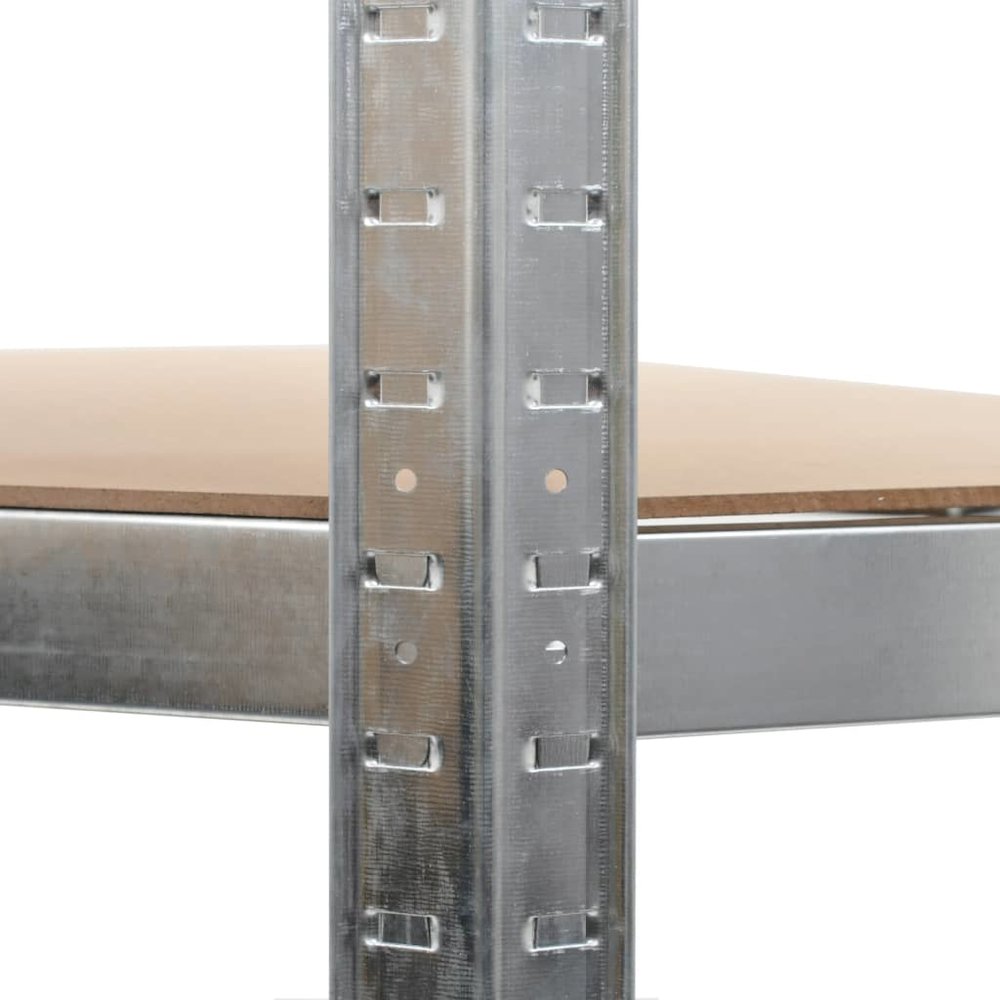 5-Layer Corner Shelf Silver Steel&Engineered Wood. Picture 7