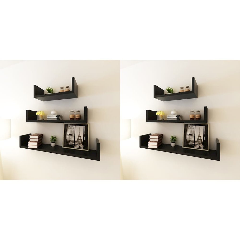 Wall Rack Set of 6 Black MDF Small, Medium, Large Wall mounting. Picture 1