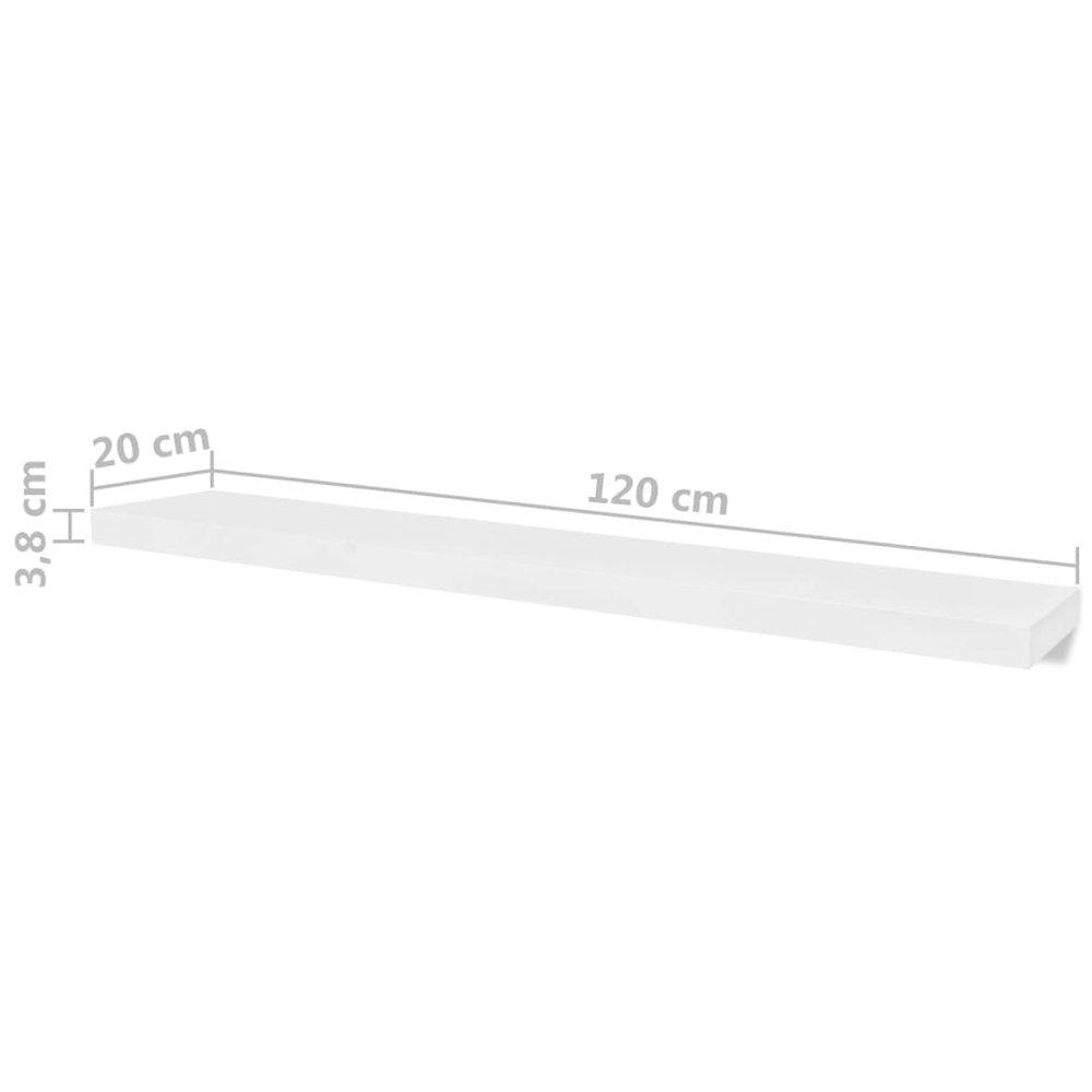 Wall Rack Set of 4 White MDF 47.2 in long Wall Mounted. Picture 5