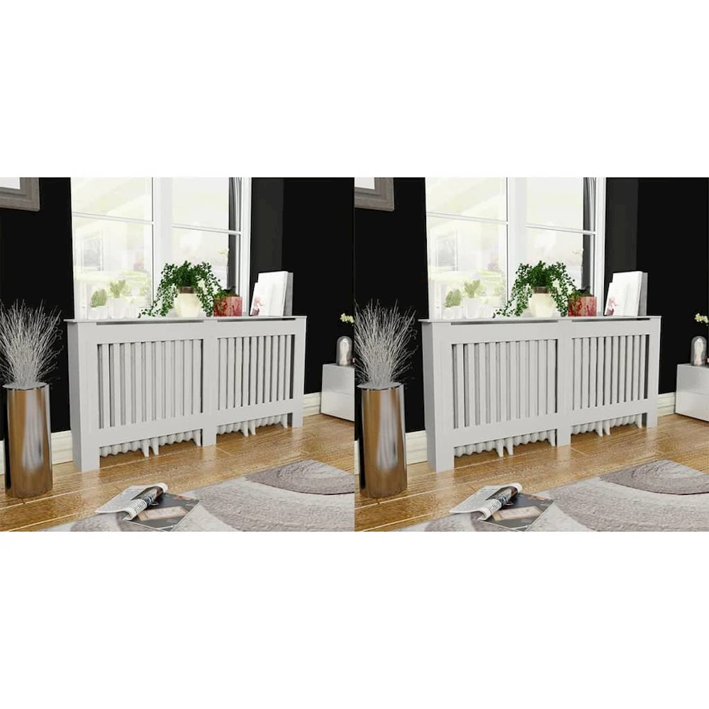 vidaXL Radiator Covers 2 pcs White MDF 67.7", 276005. Picture 1