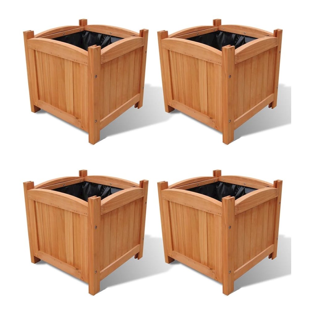 Raised Bed Set of 4 Wooden Solid wood, PE lining 12x12x12 in. Picture 1