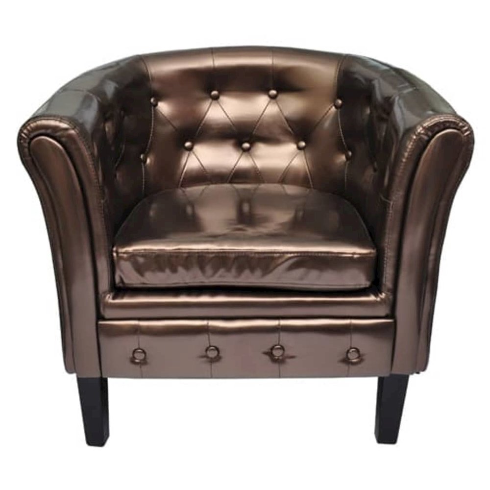 Chesterfield Brown Wooden frame, faux leather upholstery Standard. Picture 1