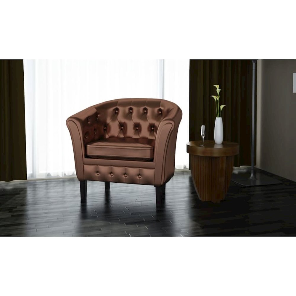 Chesterfield Brown Wooden frame, faux leather upholstery Standard. Picture 2