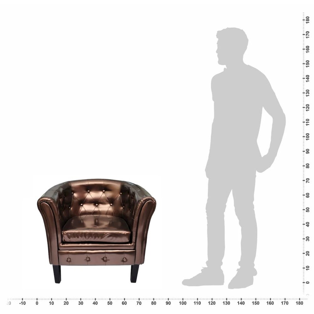 Chesterfield Brown Wooden frame, faux leather upholstery Standard. Picture 4