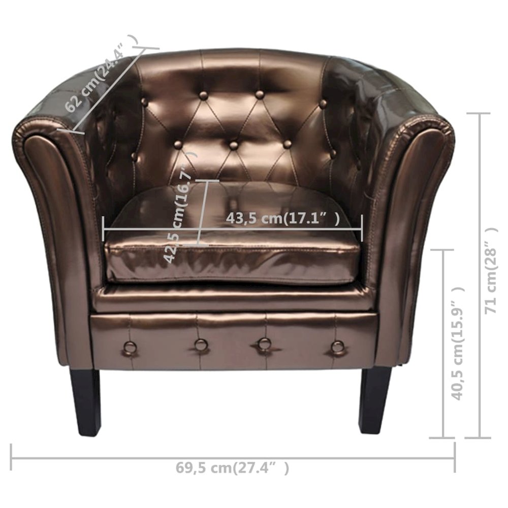 Chesterfield Brown Wooden frame, faux leather upholstery Standard. Picture 5