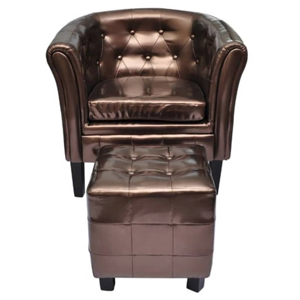 Chesterfield Set of 2 Brown Faux Leather Standard Durable. Picture 1