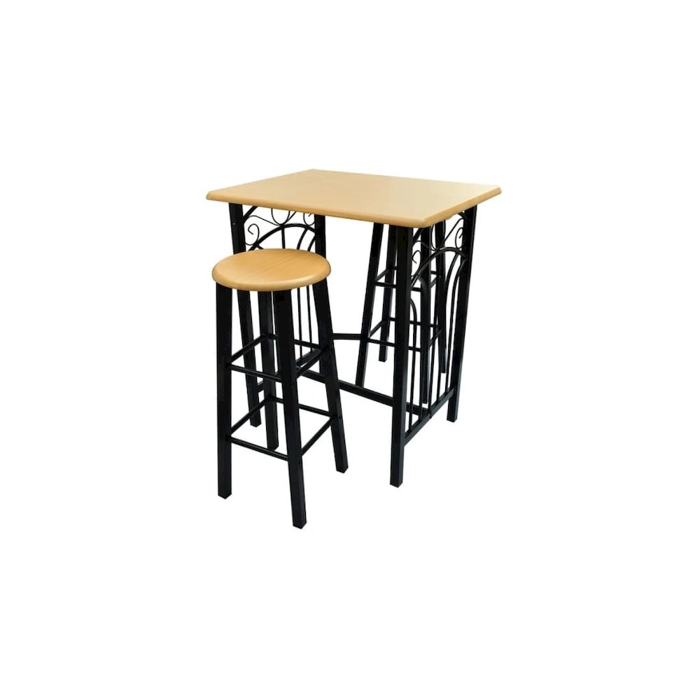 Dining Set Black MDF Small Breakfast Table Rectangular. Picture 2