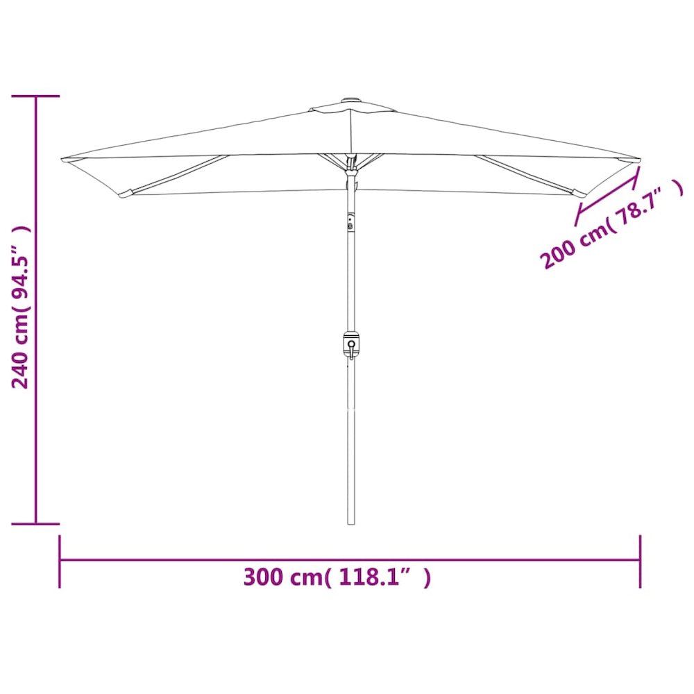 Garden Parasol Sandy White 100% Polyester, Steel 78.7 x 118.1 in. Picture 8